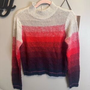 American Eagle Outfitters Gradient Cowl Neck Sweater - Cream, Red, and Blue